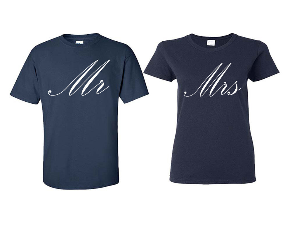 Mr and Mrs matching couple shirts.Couple shirts, Navy Blue t shirts for men, t shirts for women. Couple matching shirts.