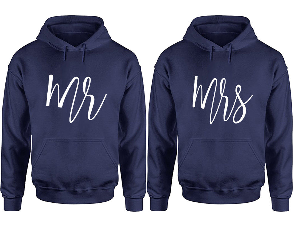 Mr and Mrs hoodies, Matching couple hoodies, Navy Blue pullover hoodies