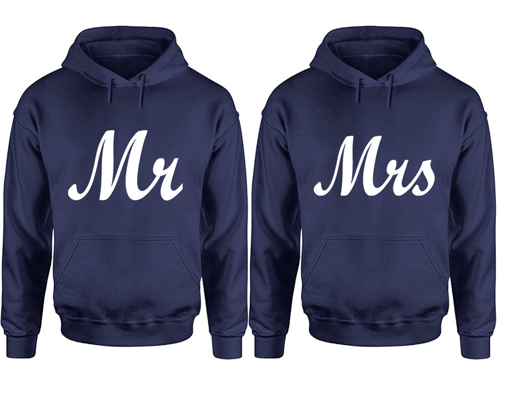 Mr and Mrs hoodies, Matching couple hoodies, Navy Blue pullover hoodies