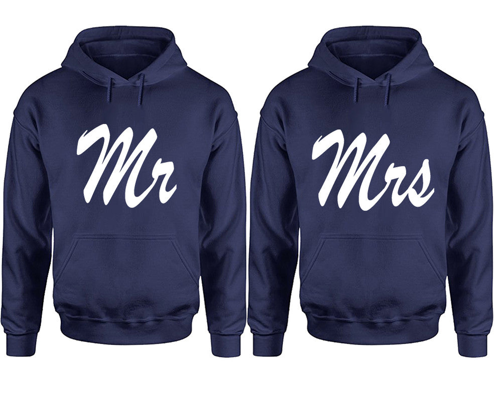 Mr and Mrs hoodies, Matching couple hoodies, Navy Blue pullover hoodies