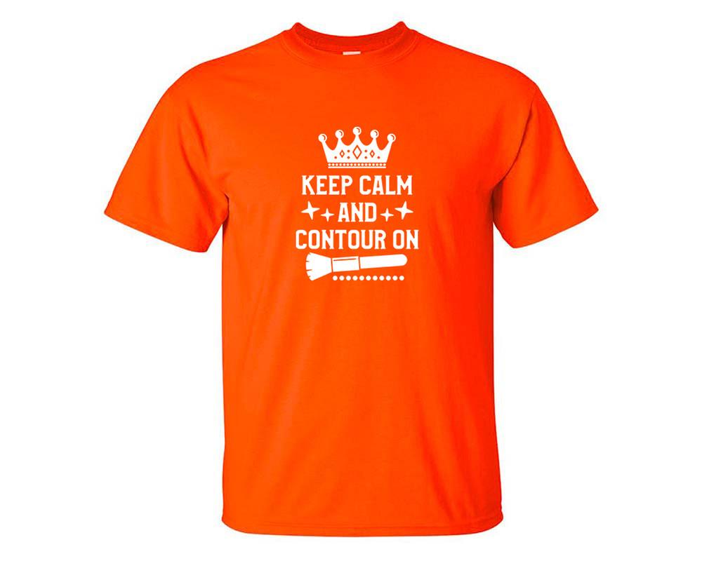 Keep Calm and Contour On custom t shirts, graphic tees. Orange t shirts for men. Orange t shirt for mens, tee shirts.
