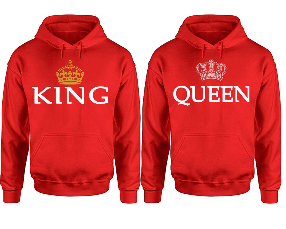 King Queen hoodie, Matching couple hoodies, Red pullover hoodies. Couple jogger pants and hoodies set.