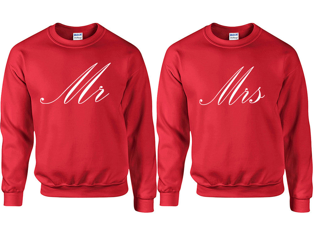 Mr and Mrs couple sweatshirts. Red sweaters for men, sweaters for women. Sweat shirt. Matching sweatshirts for couples