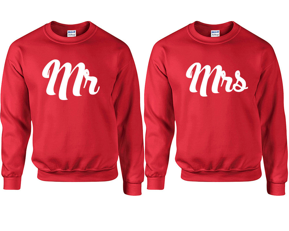 Mr and Mrs couple sweatshirts. Red sweaters for men, sweaters for women. Sweat shirt. Matching sweatshirts for couples