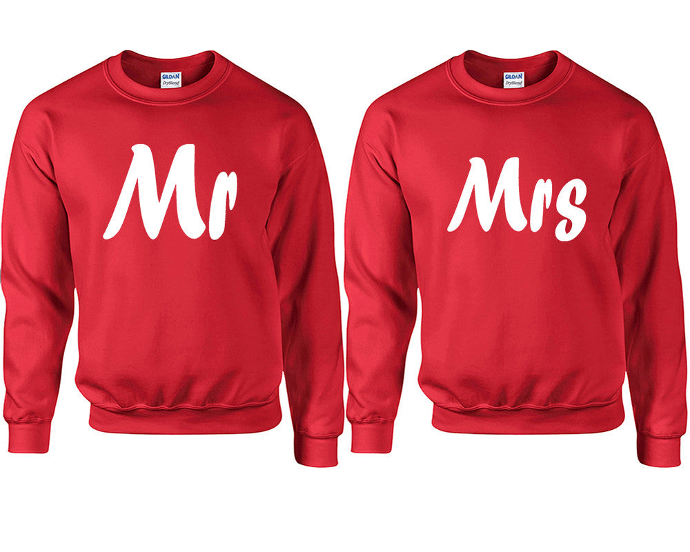 Mr and Mrs couple sweatshirts. Red sweaters for men, sweaters for women. Sweat shirt. Matching sweatshirts for couples