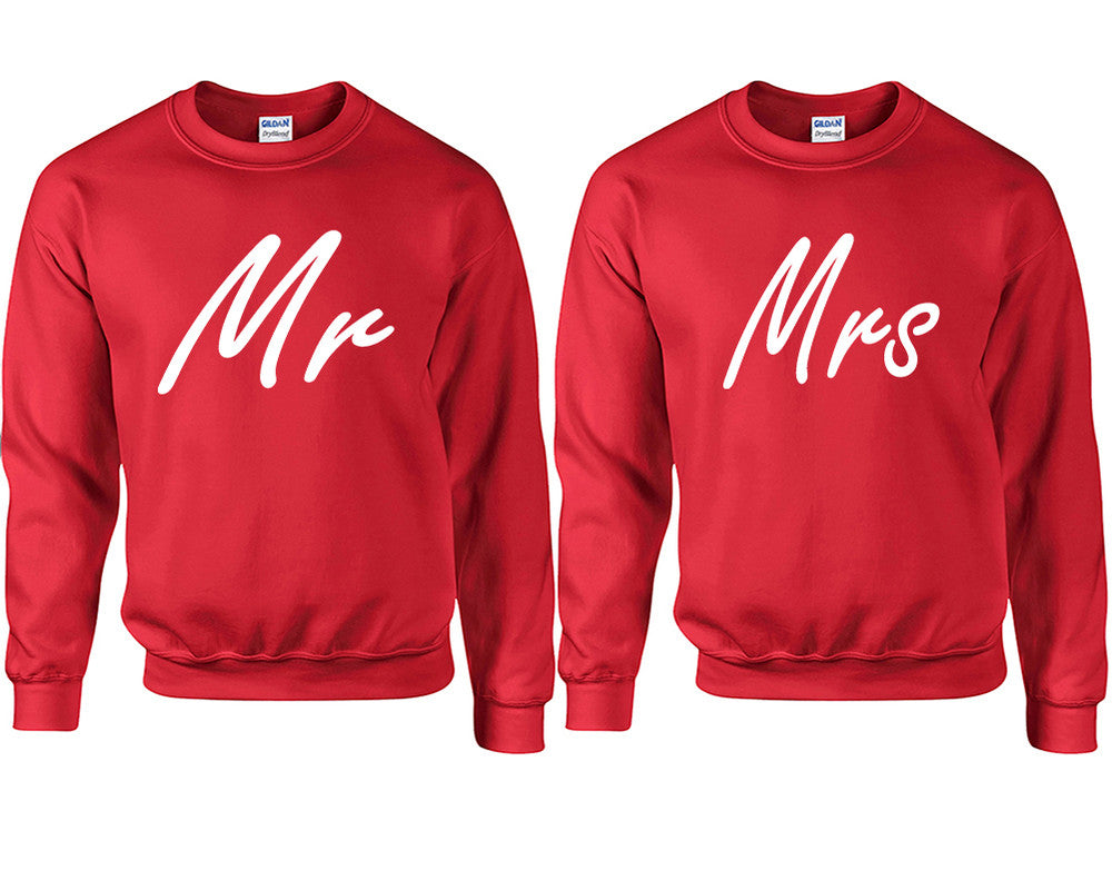 Mr and Mrs couple sweatshirts. Red sweaters for men, sweaters for women. Sweat shirt. Matching sweatshirts for couples