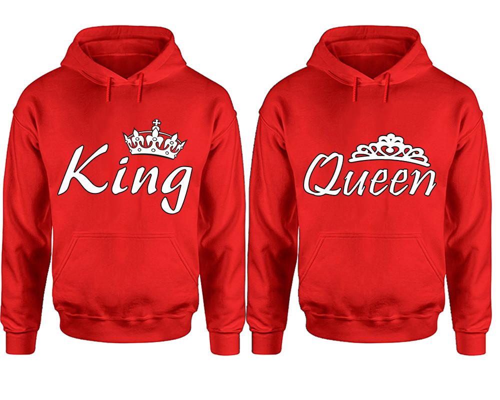 King Queen hoodie, Matching couple hoodies, Red pullover hoodies. Couple jogger pants and hoodies set.