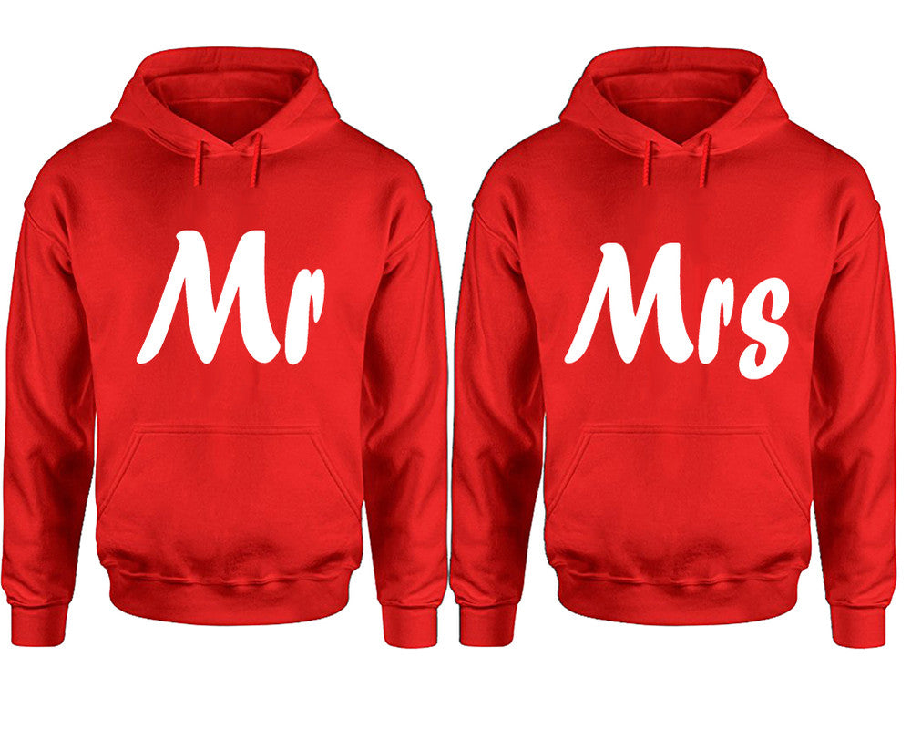 Mr and Mrs hoodies, Matching couple hoodies, Red pullover hoodies