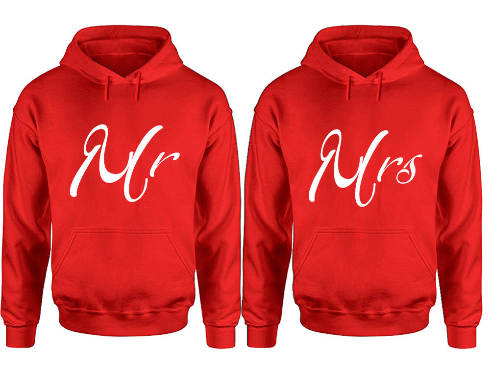 Mr and Mrs hoodies, Matching couple hoodies, Red pullover hoodies