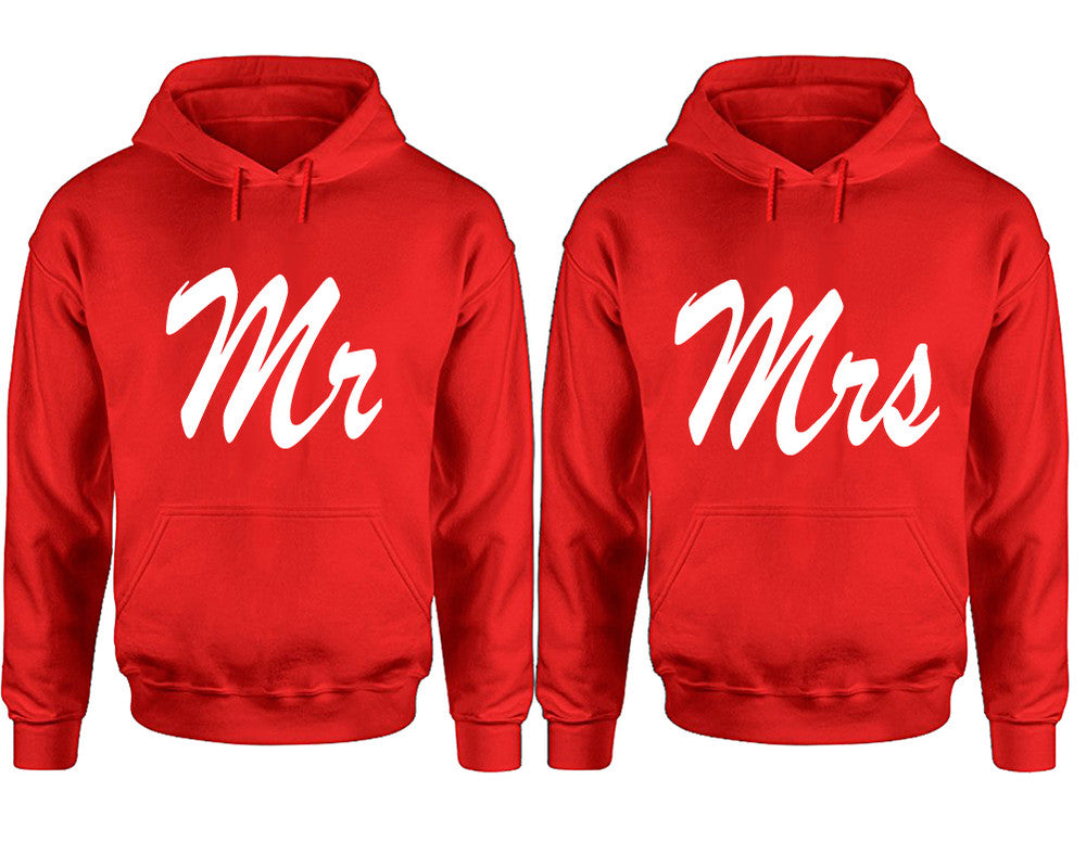 Mr and Mrs hoodies, Matching couple hoodies, Red pullover hoodies