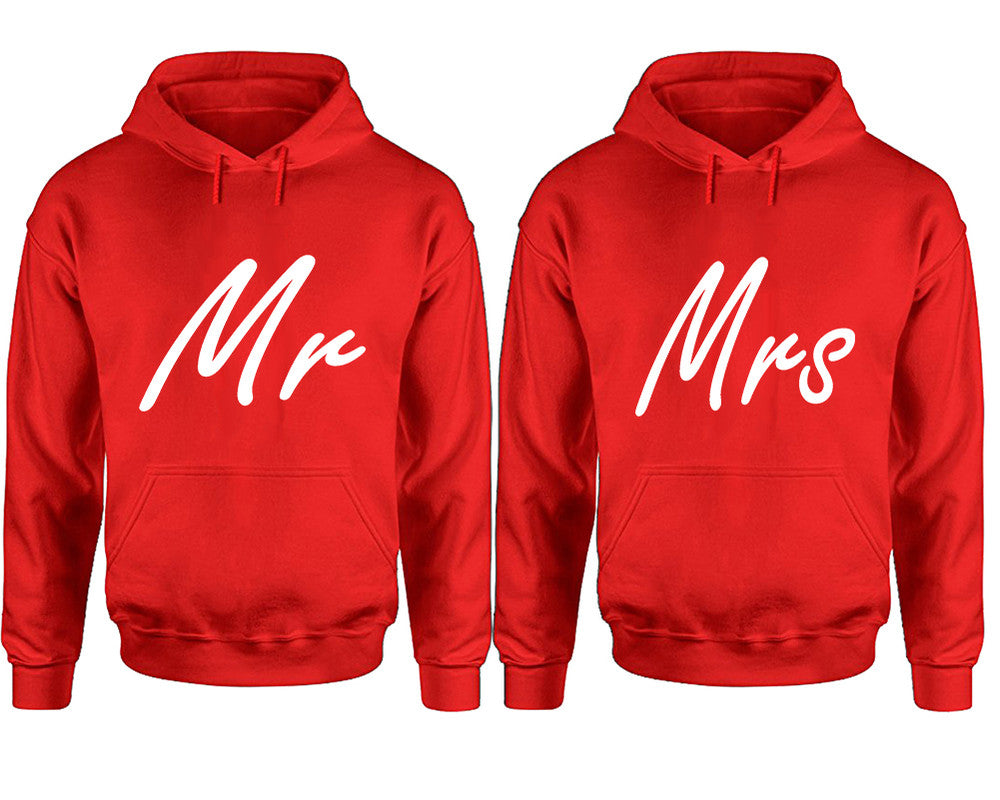 Mr and Mrs hoodies, Matching couple hoodies, Red pullover hoodies