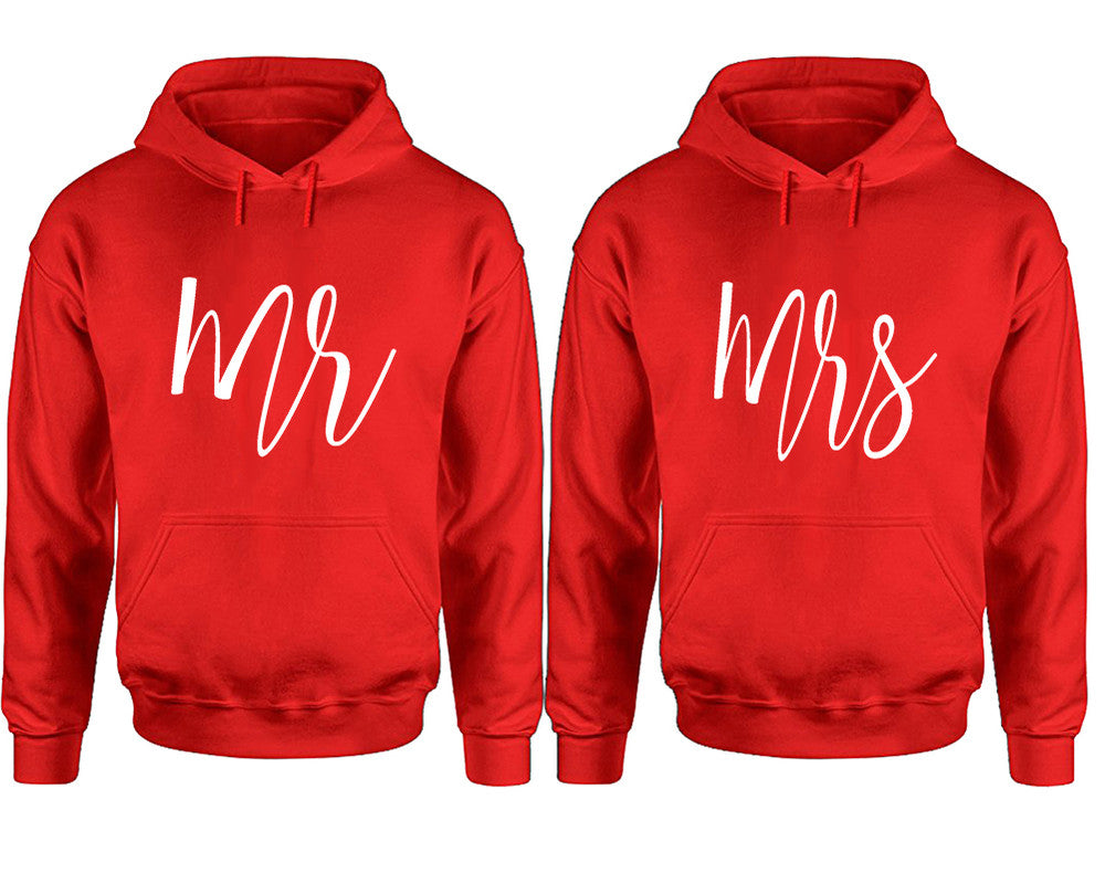 Mr and Mrs hoodies, Matching couple hoodies, Red pullover hoodies
