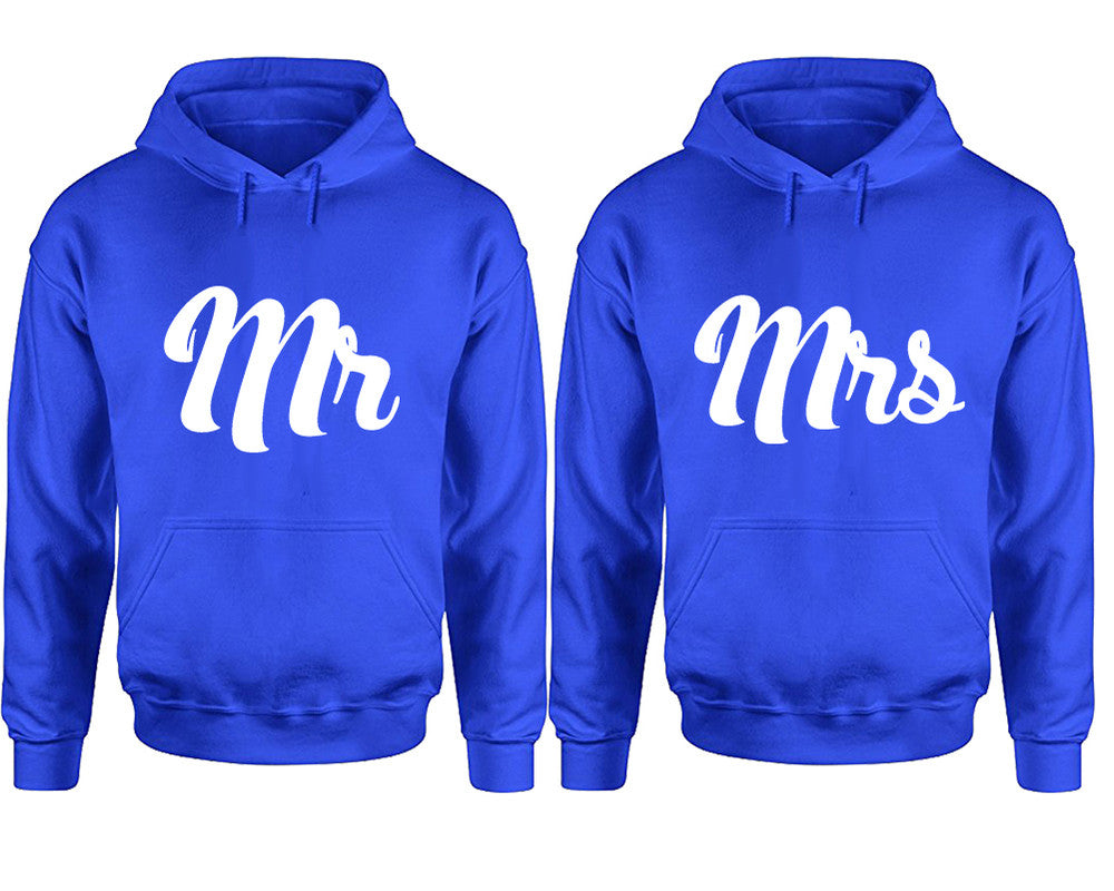 Mr and Mrs hoodies, Matching couple hoodies, Royal Blue pullover hoodies