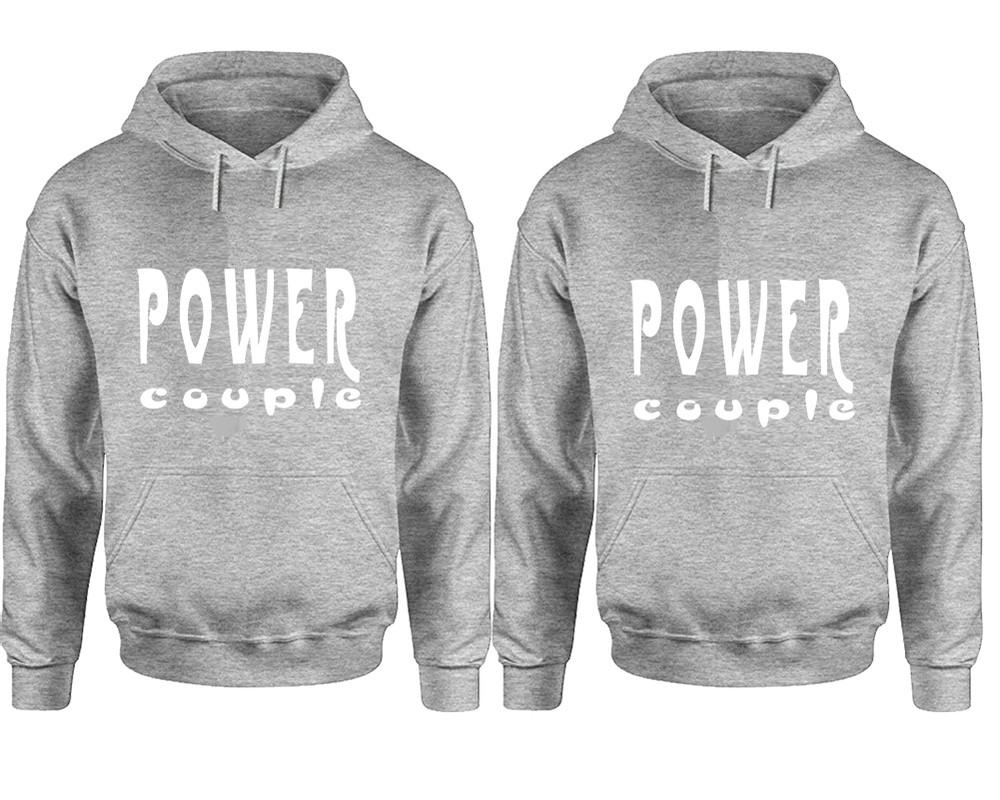 Power Couple hoodies, Matching couple hoodies, Sports Grey pullover hoodies