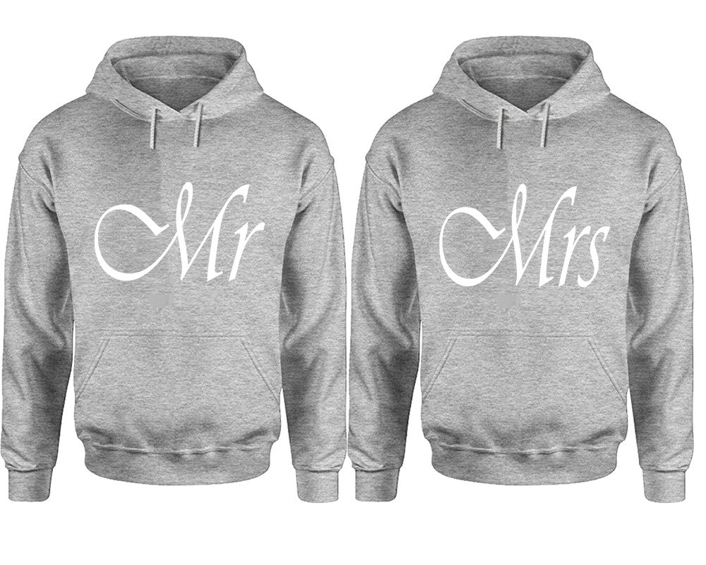 Mr and Mrs hoodies, Matching couple hoodies, Sports Grey pullover hoodies