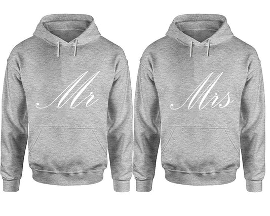 Mr and Mrs hoodies, Matching couple hoodies, Sports Grey pullover hoodies