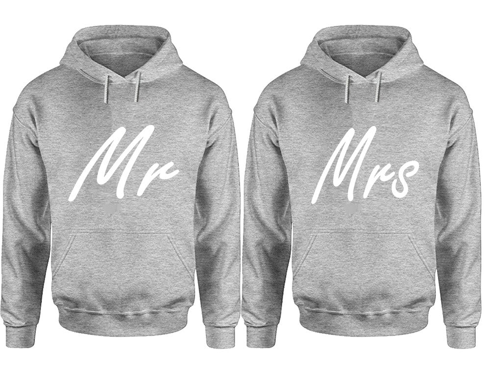 Mr and Mrs hoodies, Matching couple hoodies, Sports Grey pullover hoodies
