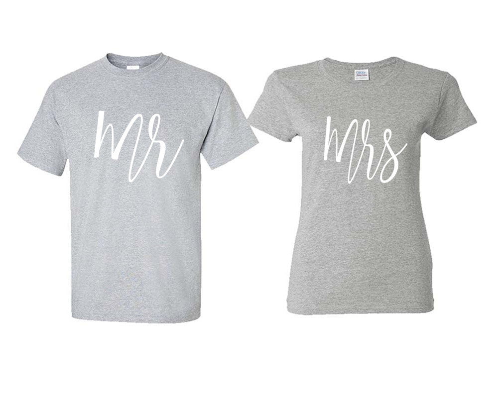 Mr and Mrs matching couple shirts.Couple shirts, Sports Grey t shirts for men, t shirts for women. Couple matching shirts.