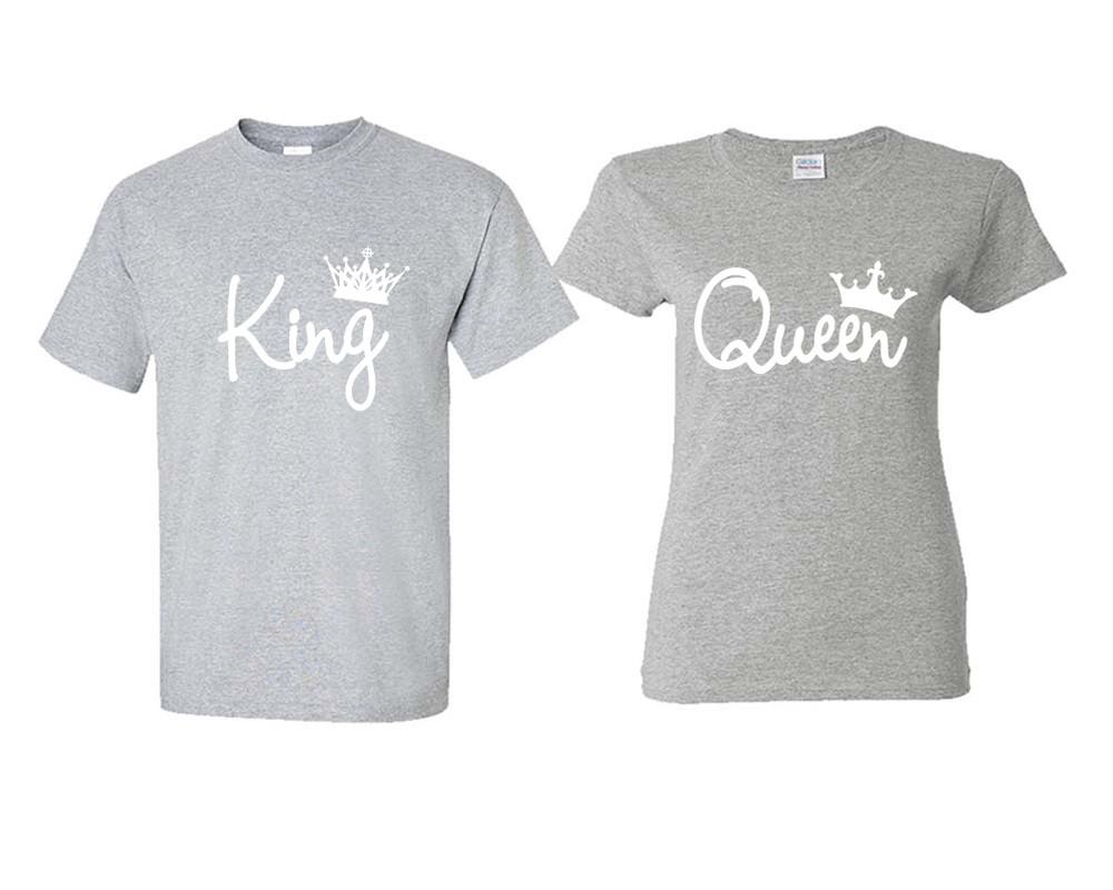 King Queen matching couple shirts.Couple shirts, Sports Grey t shirts for men, t shirts for women. Couple matching shirts.