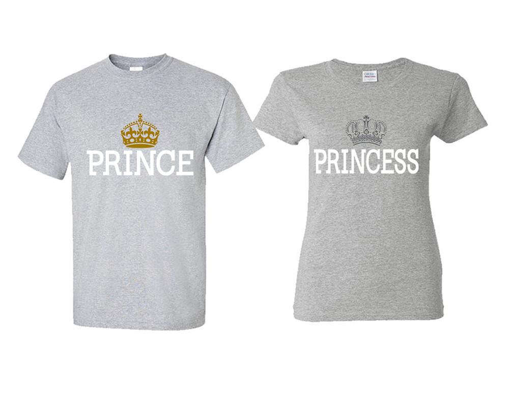 Prince Princess matching couple shirts.Couple shirts, Sports Grey t shirts for men, t shirts for women. Couple matching shirts.
