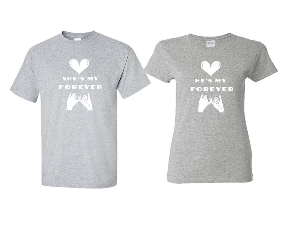 She's My Forever and He's My Forever matching couple shirts.Couple shirts, Sports Grey t shirts for men, t shirts for women. Couple matching shirts.