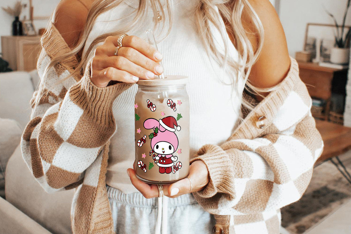 Sanrio Tumbler Glass Cup With Lid And Straw