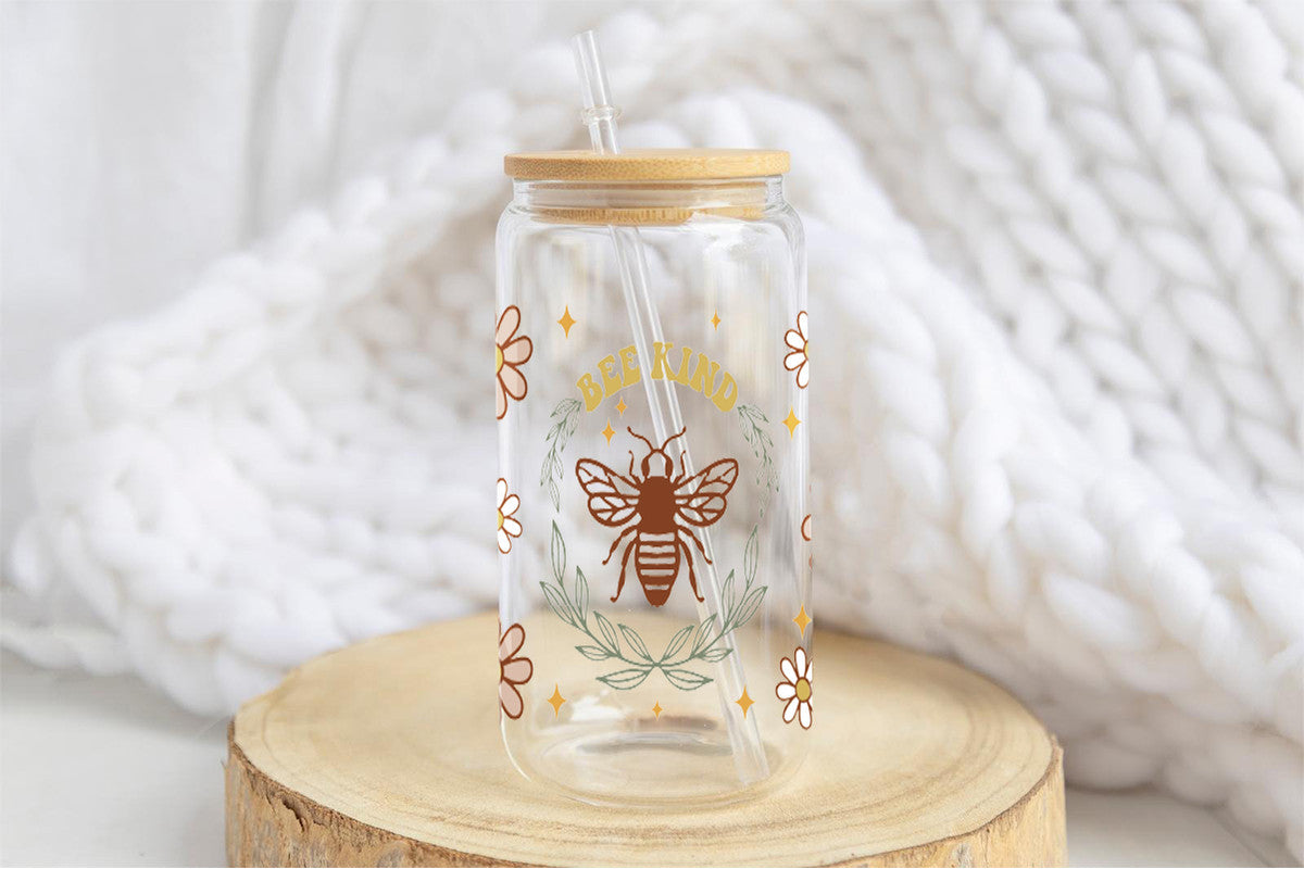 Bee Kind 16oz Tumbler Cup With Bamboo Lid And Straw, 