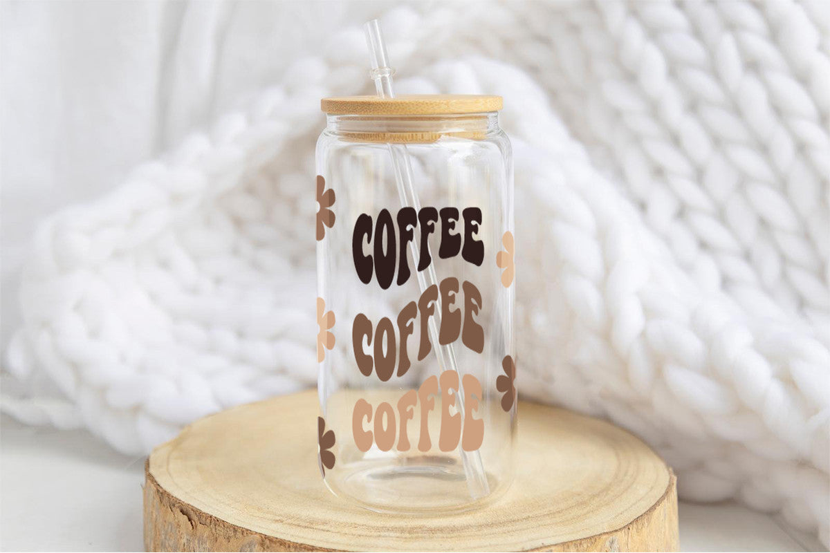 Coffee 16oz Tumbler Cup With Bamboo Lid And Straw, 