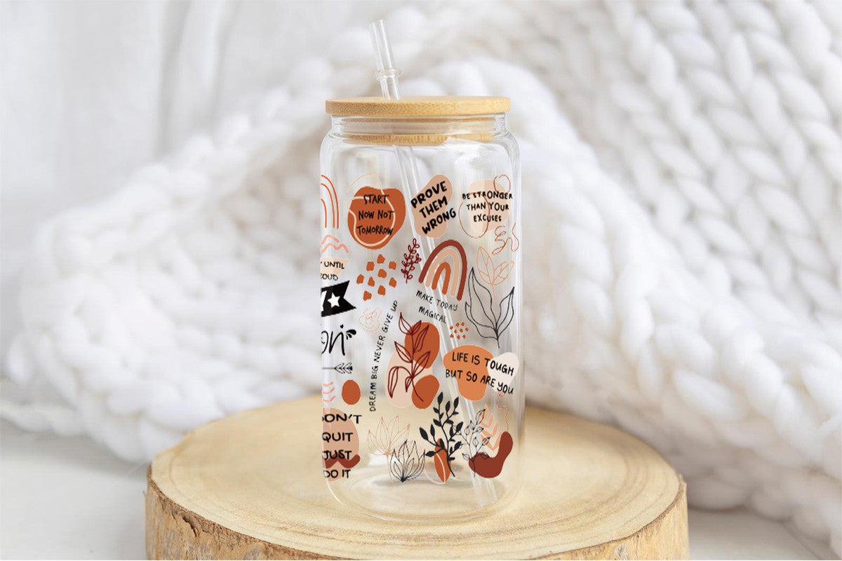 Daily Motivation 16oz Tumbler Cup With Bamboo Lid And Straw, 