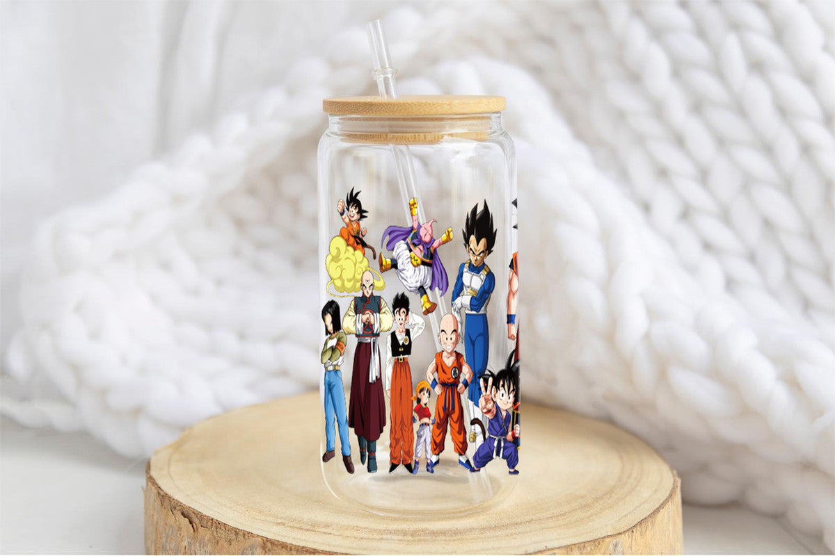 Dragon Ball Tumbler Glass Cup With Lid And Straw