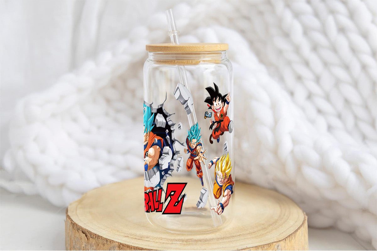 Dragon Ball Z Tumbler Glass Cup With Lid And Straw