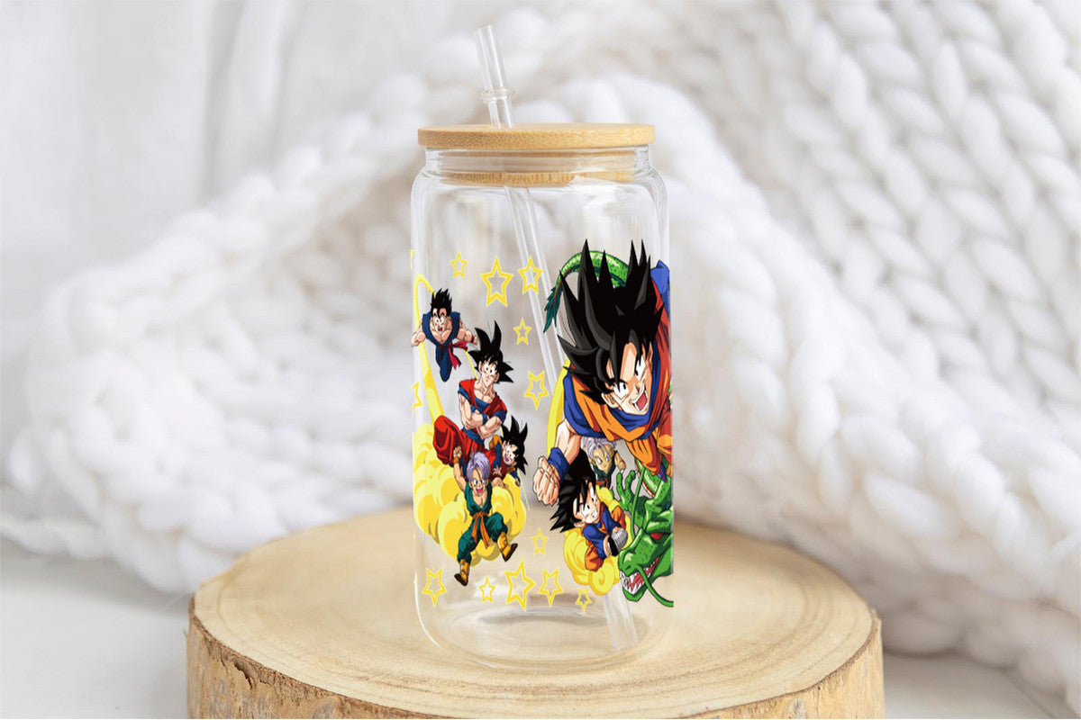 Dragon Ball Tumbler Glass Cup With Lid And Straw