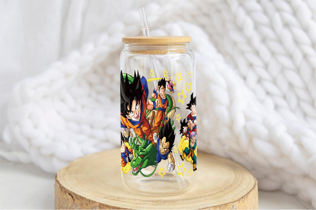 Dragon Ball Tumbler Glass Cup With Lid And Straw