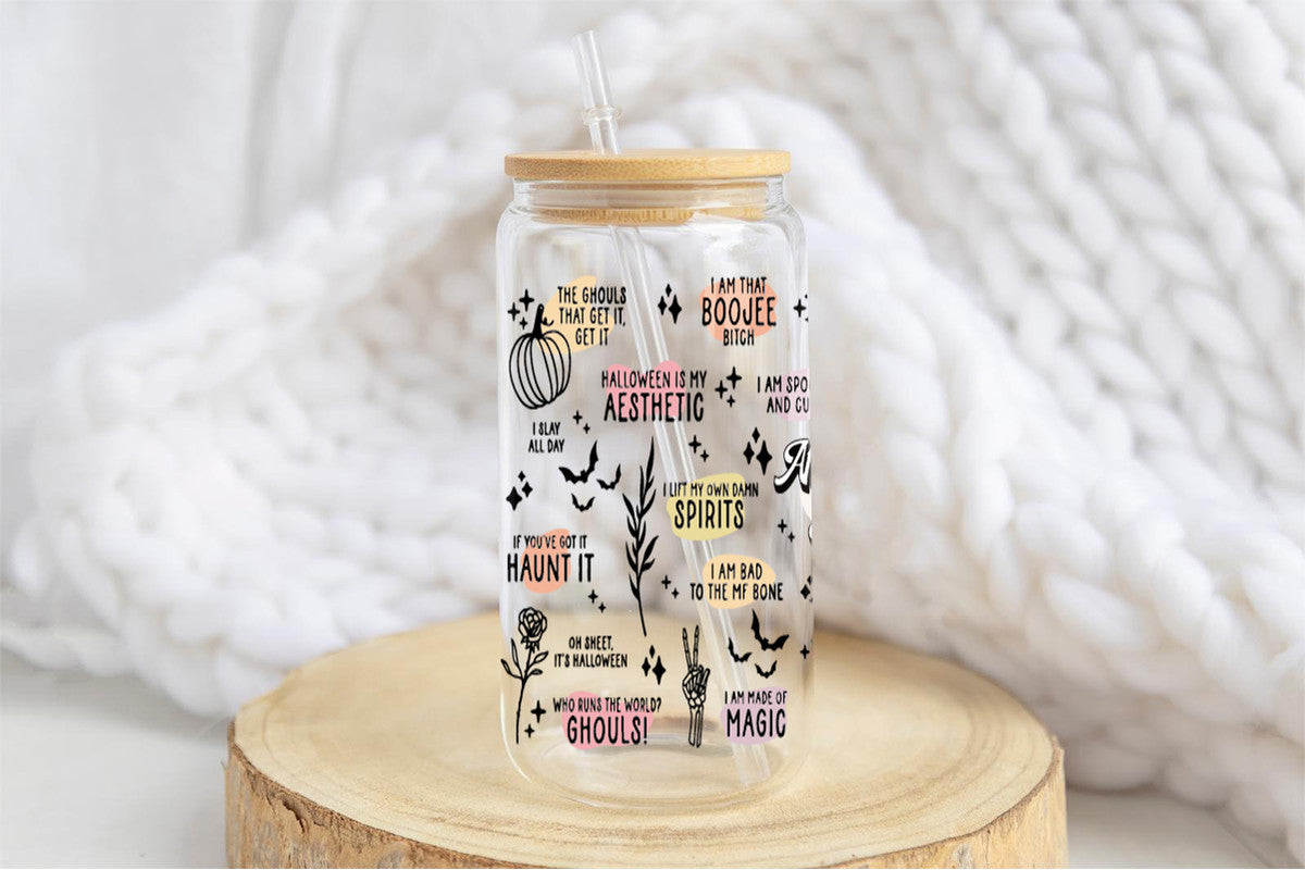 Ghosts Affirmation 16oz Tumbler Cup With Bamboo Lid And Straw, 