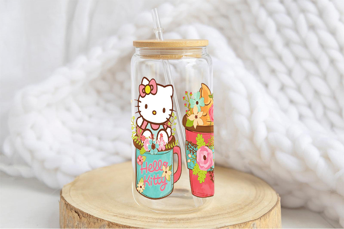 Hello Kitty 16oz Tumbler Cup With Bamboo Lid And Straw, 