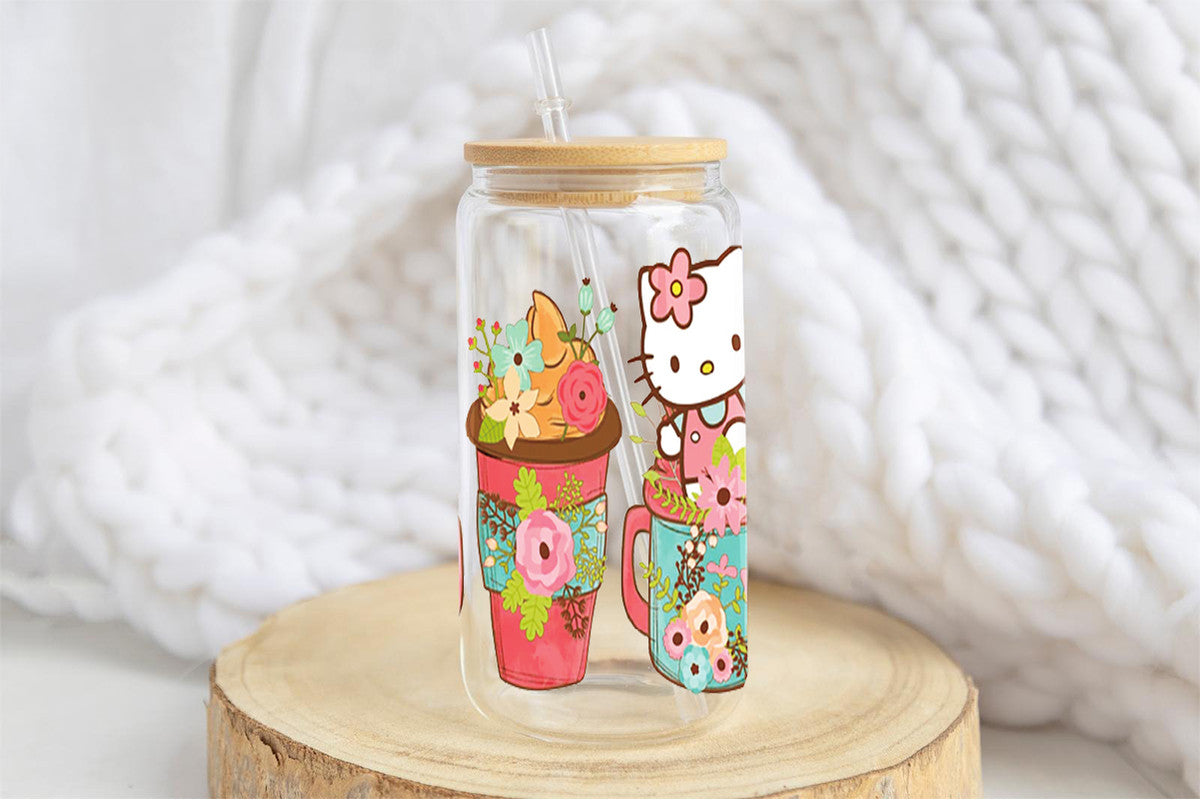 Hello Kitty 16oz Tumbler Cup With Bamboo Lid And Straw, 