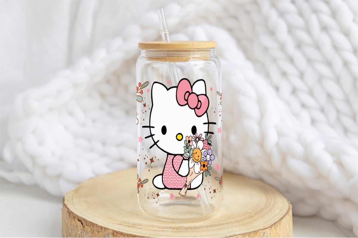 Hello Kitty 16oz Tumbler Cup With Bamboo Lid And Straw, 