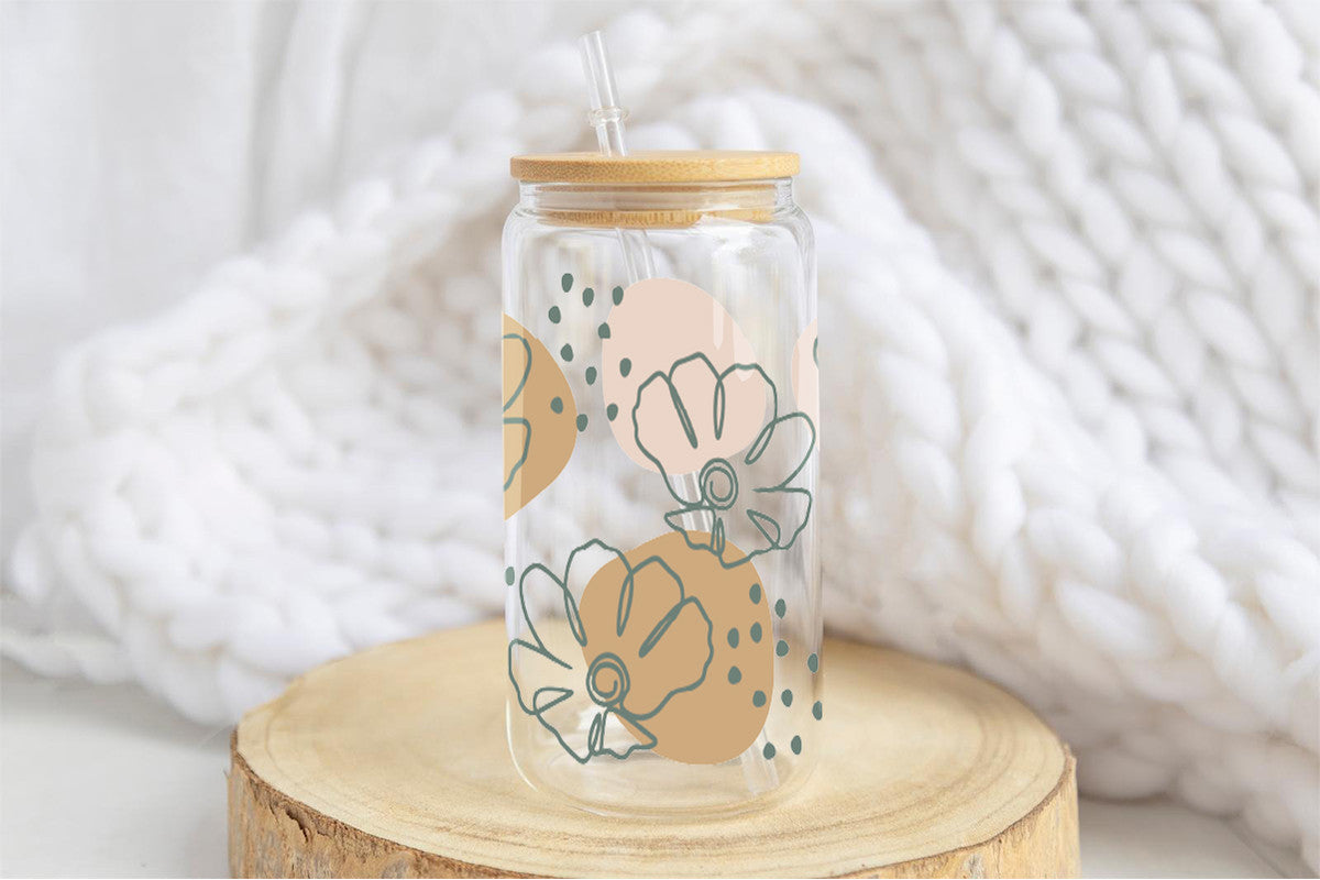 Leaflower 16oz Tumbler Cup With Bamboo Lid And Straw, 