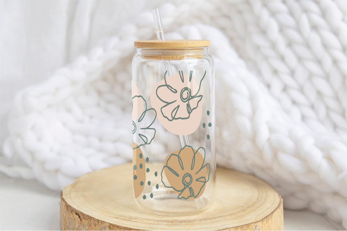 Leaflower 16oz Tumbler Cup With Bamboo Lid And Straw, 