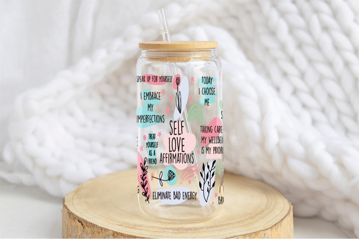 Love Affirmations 16oz Tumbler Cup With Bamboo Lid And Straw, 