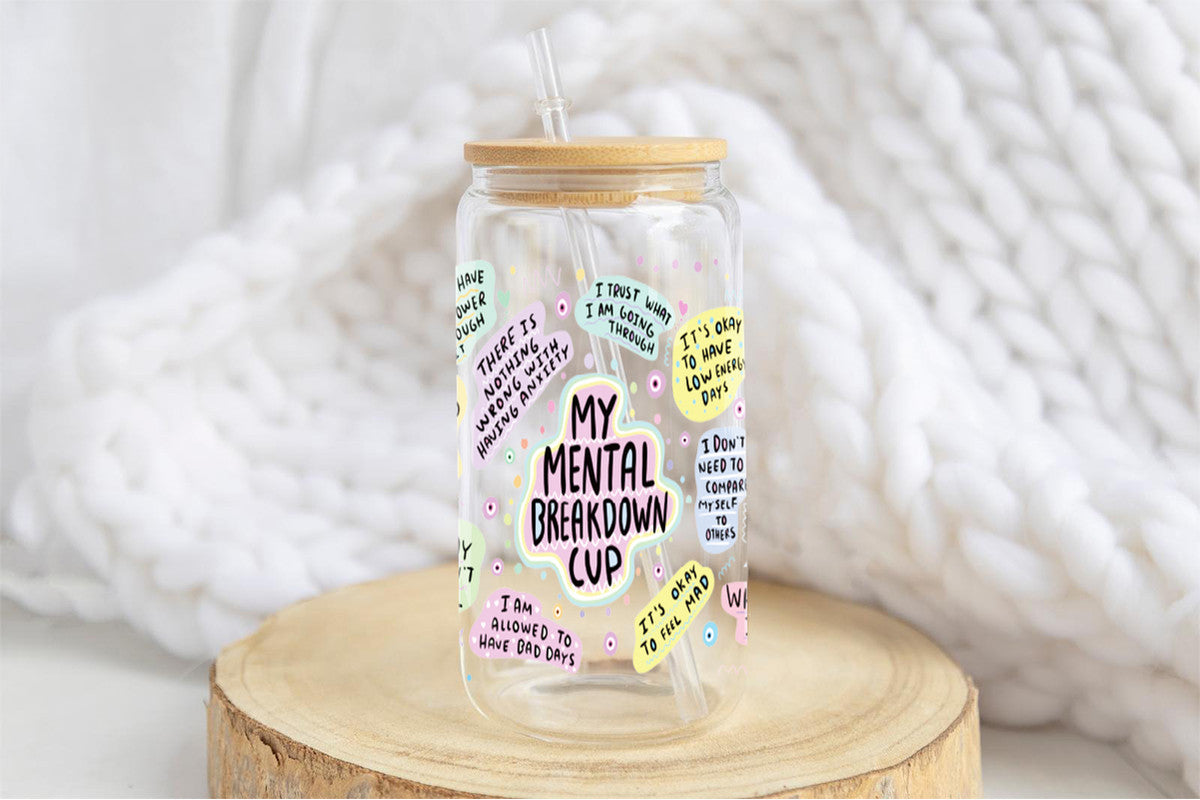 Mental Breakdown 16oz Tumbler Cup With Bamboo Lid And Straw, 