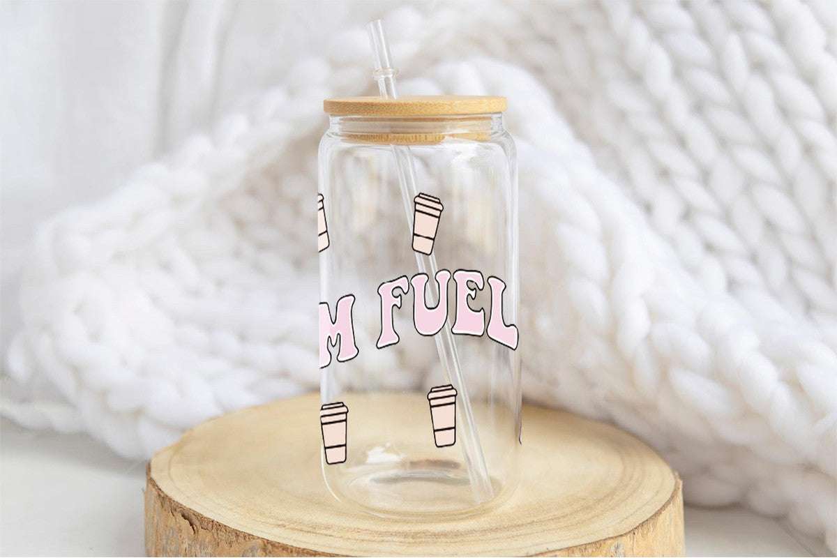 Mom Fuel 16oz Tumbler Cup With Bamboo Lid And Straw, 