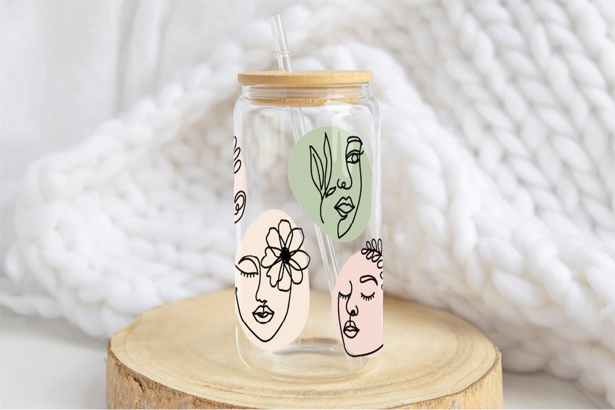 Picasso Style Faces 16oz Tumbler Cup With Bamboo Lid And Straw, 