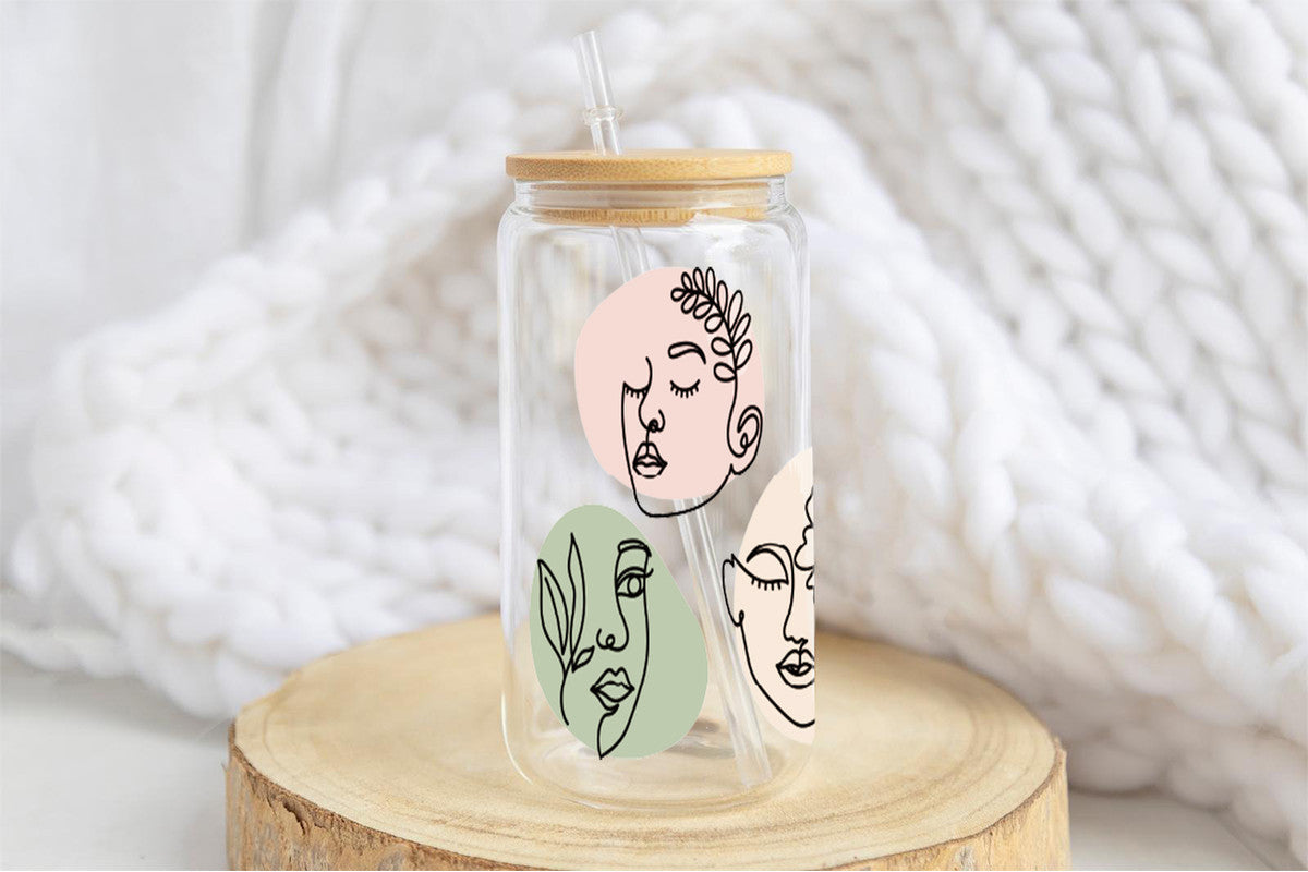 Picasso Style Faces 16oz Tumbler Cup With Bamboo Lid And Straw, 