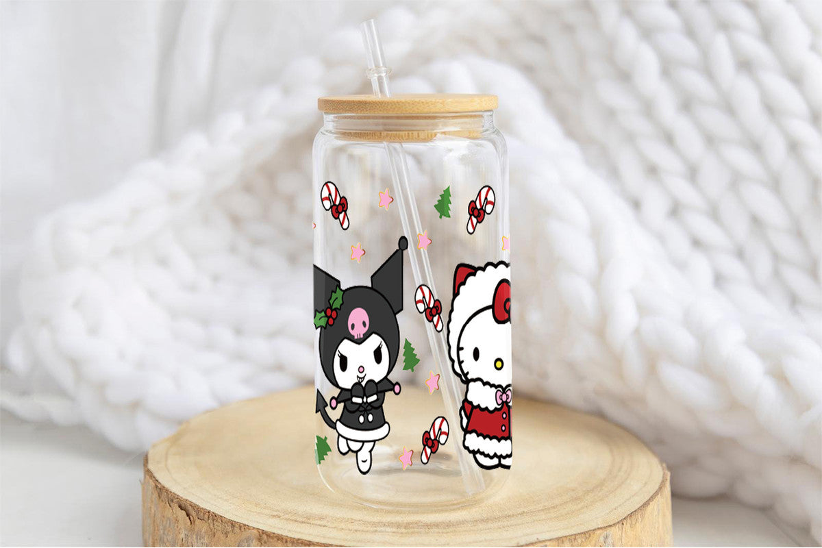 Sanrio Tumbler Glass Cup With Lid And Straw