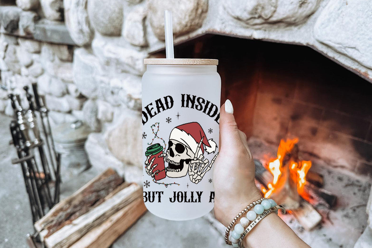 Dead Inside 16oz Tumbler Cup With Bamboo Lid And Straw, 