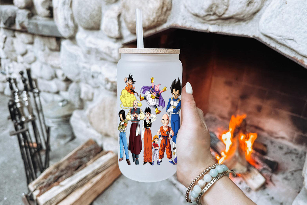 Dragon Ball Tumbler Glass Cup With Lid And Straw