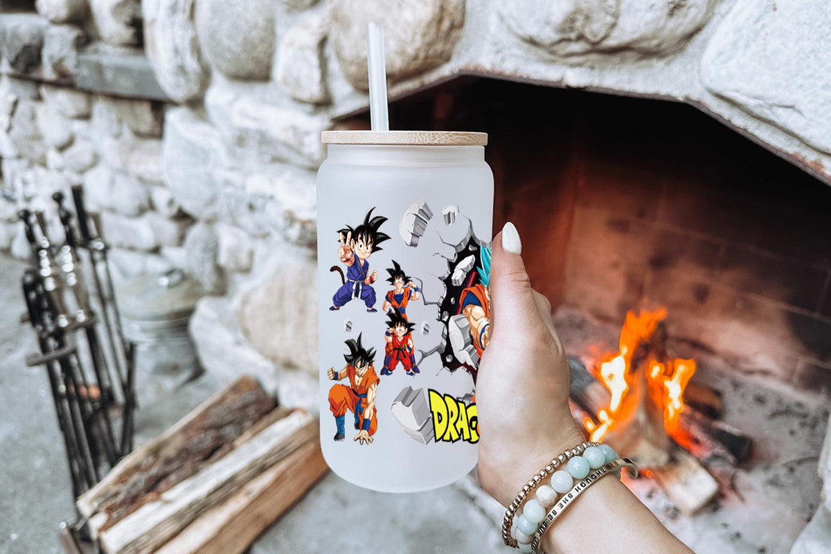 Dragon Ball Z Tumbler Glass Cup With Lid And Straw