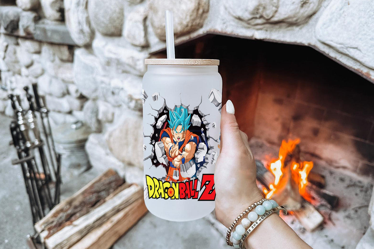 Dragon Ball Z Tumbler Glass Cup With Lid And Straw