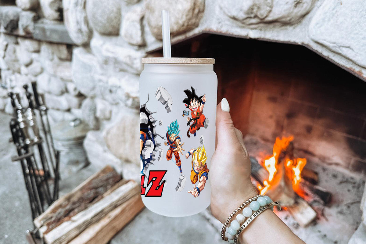 Dragon Ball Z Tumbler Glass Cup With Lid And Straw